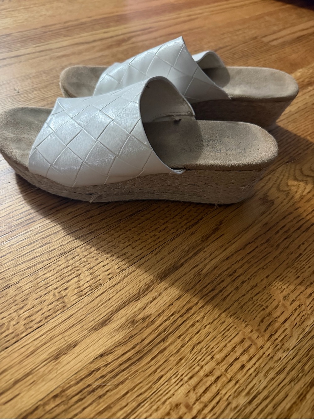 Kim Rogers White Quilted Espadrille Wedge Slides
